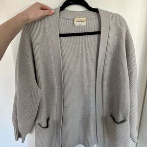 Wilfred Open-Front Ribbed Cardigan - Light Beige Gray